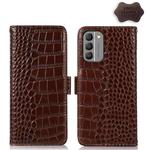 For Nokia G400 Crocodile Top Layer Cowhide Leather Phone Case(Brown)