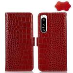 For Sony Xperia 5 IV Crocodile Top Layer Cowhide Leather Phone Case(Red)