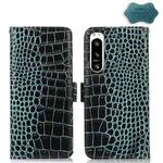 For Sony Xperia 5 IV Crocodile Top Layer Cowhide Leather Phone Case(Green)