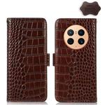 For Huawei Mate 50 Pro Crocodile Top Layer Cowhide Leather Phone Case(Brown)