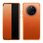 For Huawei Mate 50 Pro Leather + TPU Frame Shockproof Phone Case(Orange)