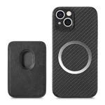 For iPhone 14 Pro Max Carbon Fiber Leather Card Magsafe Case (Black)