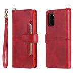 For Galaxy S20 Plus Multifunctional Detachable Magnetic Horizontal Flip Leather Case with Card Slots & Holder & Wallet(Red)