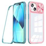 For iPhone 14 360 Full Body Sliding Camshield Phone Case (Pink Green)