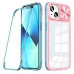 For iPhone 13 360 Full Body Sliding Camshield Phone Case(Pink Green)