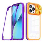 For iPhone 13 Pro 360 Full Body Sliding Camshield Phone Case (Yelllow Purple)
