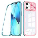 For iPhone 12 / 12 Pro 360 Full Body Sliding Camshield Phone Case(Pink Green)