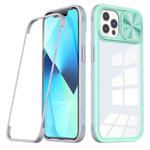 For iPhone 12 Pro Max 360 Full Body Sliding Camshield Phone Case(Green Grey)