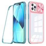 For iPhone 12 Pro Max 360 Full Body Sliding Camshield Phone Case(Pink Green)