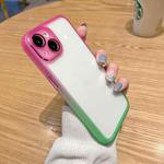 For iPhone 12 Pro Gradient Color Frame Transparent Phone Case(Pink)