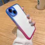 For iPhone 14 Gradient Color Frame Transparent Phone Case (Blue)