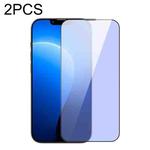 For iPhone 14 / 13 / 13 Pro Baseus 2PCS 0.3mm Full-screen Anti Blue-ray Tempered Glass Film