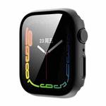 Tempered Glass Film Plating PC Watch Case For Apple Watch Series 9 / 8 & 7 45mm(Black)