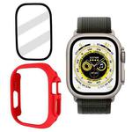 Tempered Glass Film Frosted PC Watch Case For Apple Watch Ultra 49mm / Apple Watch Ultra 2 49mm(Red)