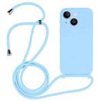 For iPhone 14 Crossbody Lanyard Liquid Silicone Case(Blue)