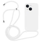 For iPhone 14 Crossbody Lanyard Liquid Silicone Case(White)