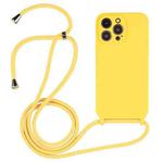 For iPhone 14 Pro Max Crossbody Lanyard Liquid Silicone Case(Yellow)