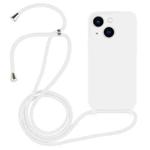 For iPhone 13 Crossbody Lanyard Liquid Silicone Case(White)