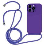 For iPhone 13 Pro Crossbody Lanyard Liquid Silicone Case(Purple)