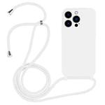For iPhone 13 Pro Crossbody Lanyard Liquid Silicone Case(White)
