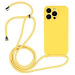 For iPhone 13 Pro Max Crossbody Lanyard Liquid Silicone Case(Yellow)