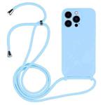 For iPhone 13 Pro Max Crossbody Lanyard Liquid Silicone Case(Blue)