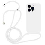 For iPhone 13 Pro Max Crossbody Lanyard Liquid Silicone Case(White)