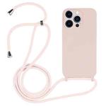 For iPhone 12 Pro Crossbody Lanyard Liquid Silicone Case(Sand Pink)