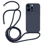 For iPhone 12 Pro Crossbody Lanyard Liquid Silicone Case(Midnight Blue)