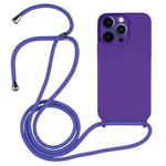 For iPhone 12 Pro Max Crossbody Lanyard Liquid Silicone Case(Purple)