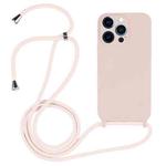 For iPhone 12 Pro Max Crossbody Lanyard Liquid Silicone Case(Sand Pink)