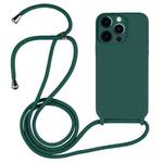 For iPhone 12 Pro Max Crossbody Lanyard Liquid Silicone Case(Clover Green)