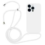 For iPhone 12 Pro Max Crossbody Lanyard Liquid Silicone Case(White)