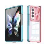 For Samsung Galaxy Z Fold4 360 Full Body Sliding Camshield Phone Case(Pink Green)