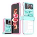For Samsung Galaxy Z Flip4 360 Full Body Sliding Camshield Phone Case(Baby Blue Pink)