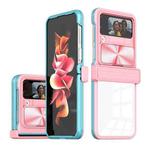 For Samsung Galaxy Z Flip4 360 Full Body Sliding Camshield Phone Case(Pink Green)