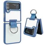 For Samsung Galaxy Z Flip4 Shield Transparent TPU + PC Phone Case with Ring(Sierra Blue)
