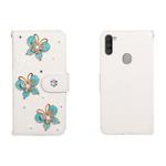 For OPPO A11 Horizontal Flip Solid Color Rhinestones Leather Case with Card Slot & Wallet & Holder(Three Butterflies)