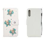 For Galaxy A50 Horizontal Flip Solid Color Rhinestones Leather Case with Card Slot & Wallet & Holder(Three Butterflies)