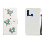 For Huawei P20 Lite 2019 Horizontal Flip Solid Color Rhinestones Leather Case with Card Slot & Wallet & Holder(Three Butterflies)