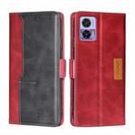 For Motorola Edge 30 Neo Contrast Color Side Buckle Leather Phone Case(Red + Black)