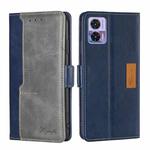 For Motorola Edge 30 Neo Contrast Color Side Buckle Leather Phone Case(Blue + Grey)