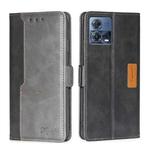 For Motorola Edge S30 Pro 5G/Edge 30 Fusion Contrast Color Side Buckle Leather Phone Case(Black + Grey)