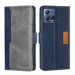 For Motorola Edge S30 Pro 5G/Edge 30 Fusion Contrast Color Side Buckle Leather Phone Case(Blue + Grey)