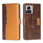 For Motorola Edge X30 Pro 5G/Edge 30 Ultra Contrast Color Side Buckle Leather Phone Case(Dark Brown + Gold)