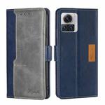 For Motorola Edge X30 Pro 5G/Edge 30 Ultra Contrast Color Side Buckle Leather Phone Case(Blue + Grey)