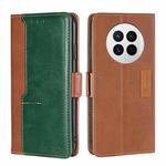 For Huawei Mate 50 Contrast Color Side Buckle Leather Phone Case(Light Brown + Green)