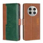For Huawei Mate 50 Pro Contrast Color Side Buckle Leather Phone Case(Light Brown + Green)
