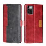 For ZTE Blade A72 5G Contrast Color Side Buckle Leather Phone Case(Red + Black)