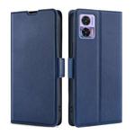 For Motorola Edge 30 Neo Ultra-thin Voltage Side Buckle Horizontal Flip Leather Phone Case(Blue)